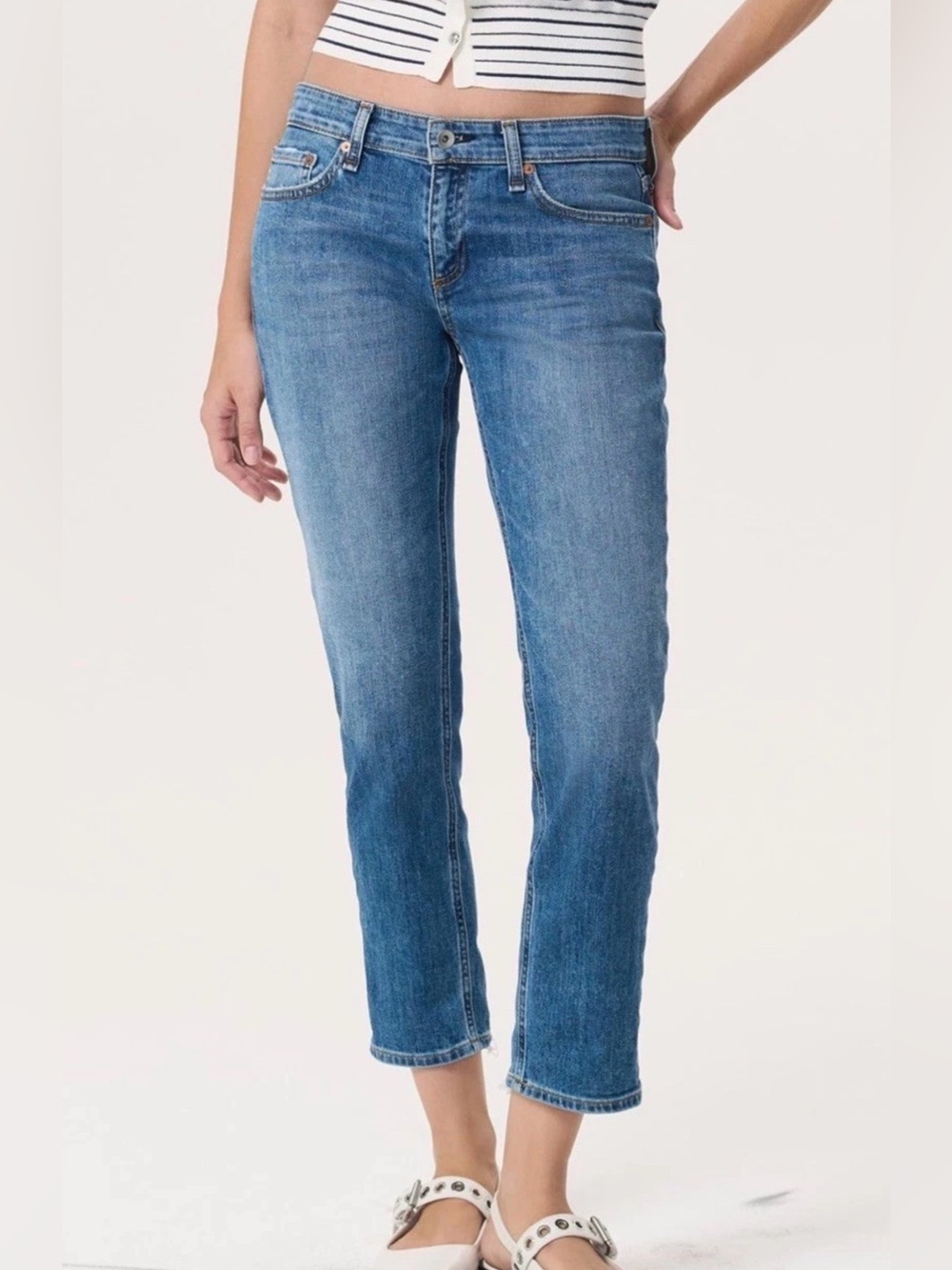 rag & bone DRE LOW RISE SLIM BOYFRIEND JEANS MID WASH JULIENNE Sz 28 NWT